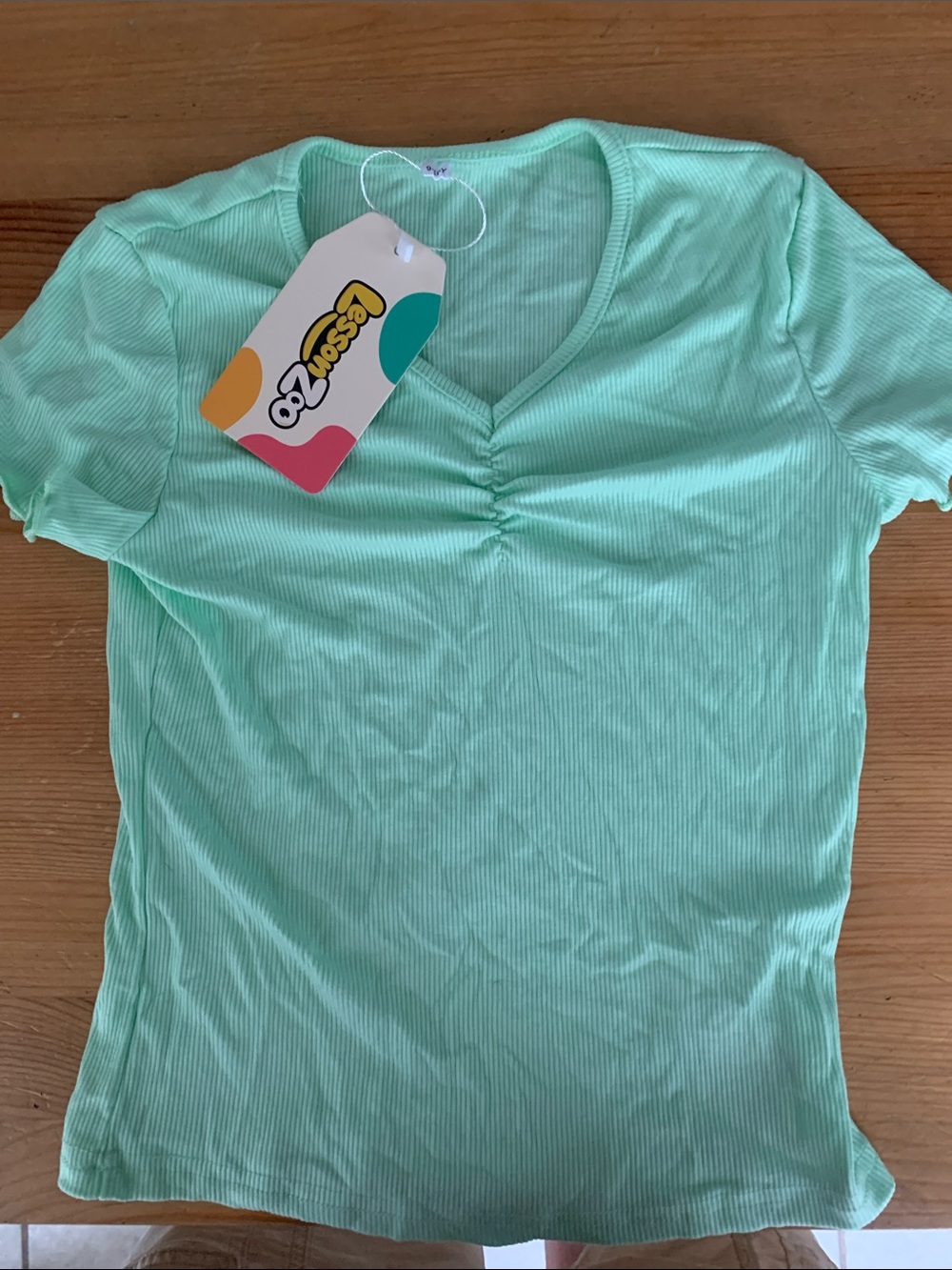 Garanimals Mint Green Ribbed V-Neck Tee with Ruched Front